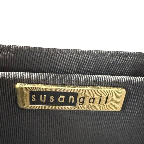 SUSAN GAIL vintage 80's Black crossbody evening bag crystal accent Satin - Picture 5 of 11